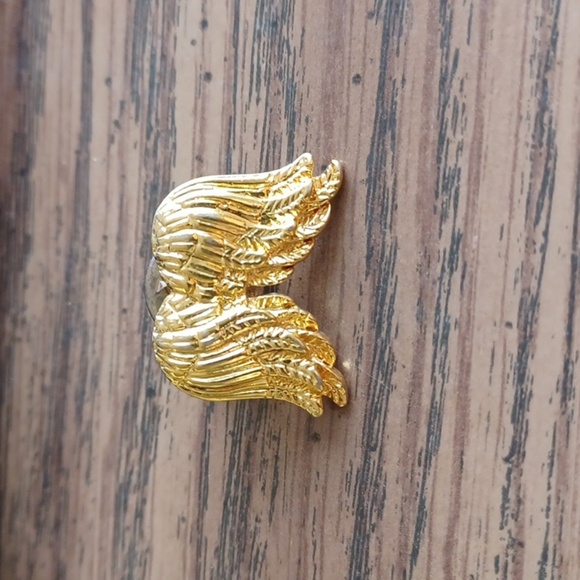Double Wing Pin gold plated, 1" - Picture 1 of 3